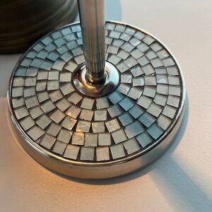 Nu Steel Silver Mother of Pearl Mosaic Paper-towel Holder. Made in India
